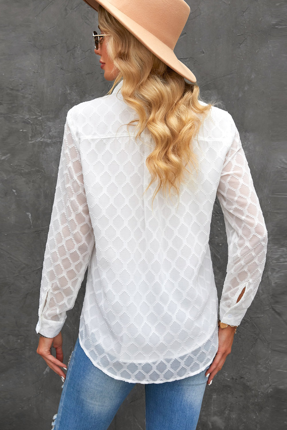 Allison - Diamond Button-Up Long Sleeve Shirt