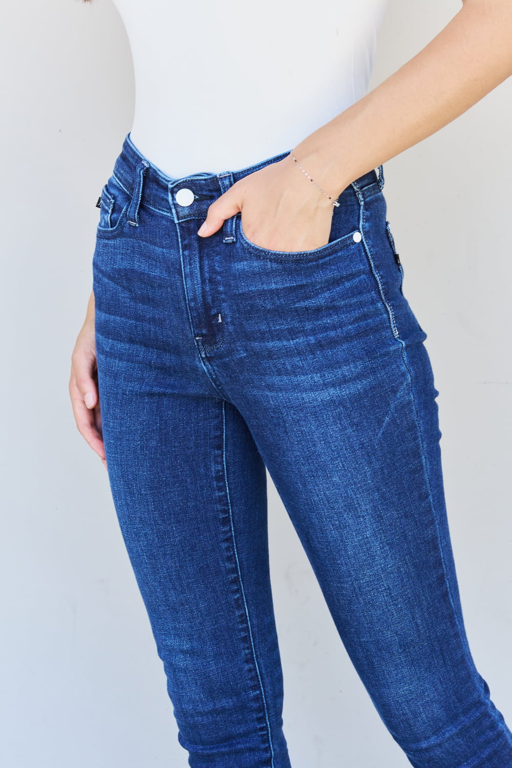 Bridget - Mid/High-Rise Crinkle Ankle Skinny Jeans