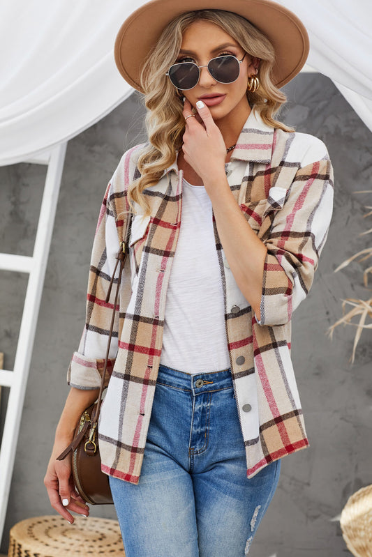 Carmelina - Plaid Button-Up Shirt Jacket