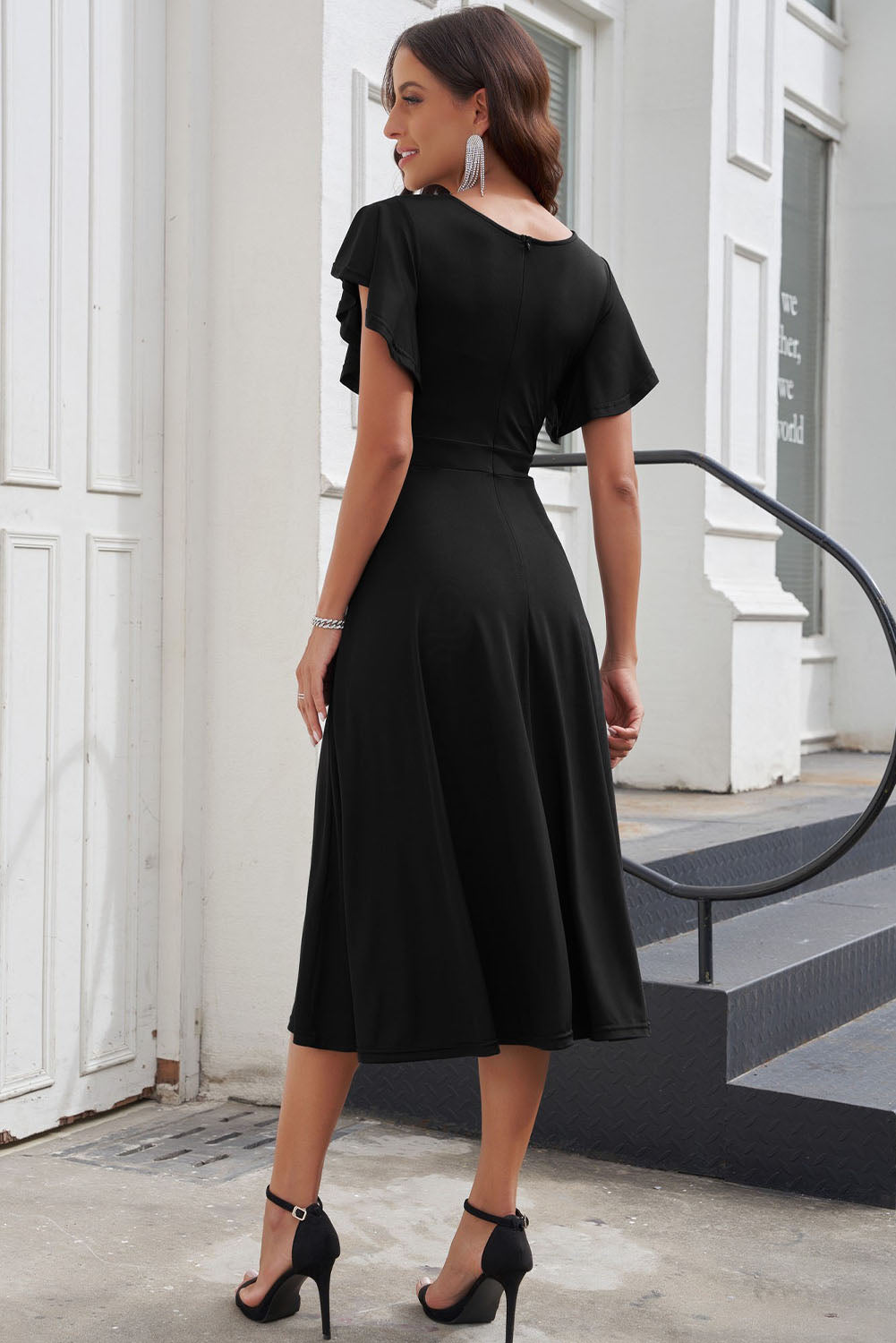 Holly - Flutter Sleeve Midi Dress