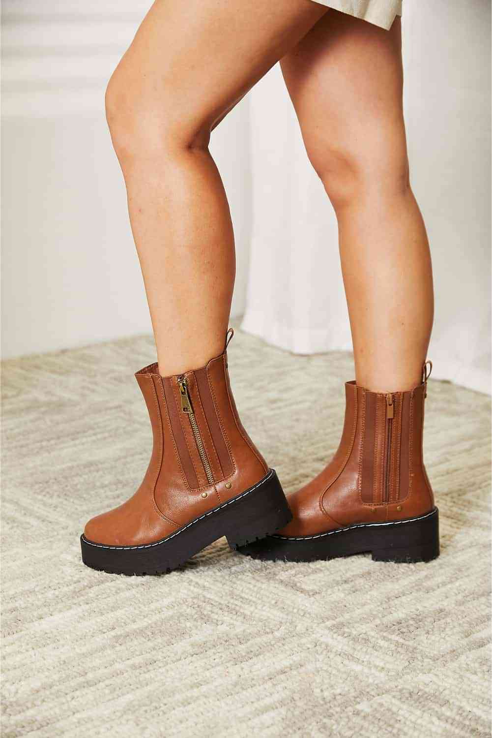 Freya - Side Zip Platform Boots