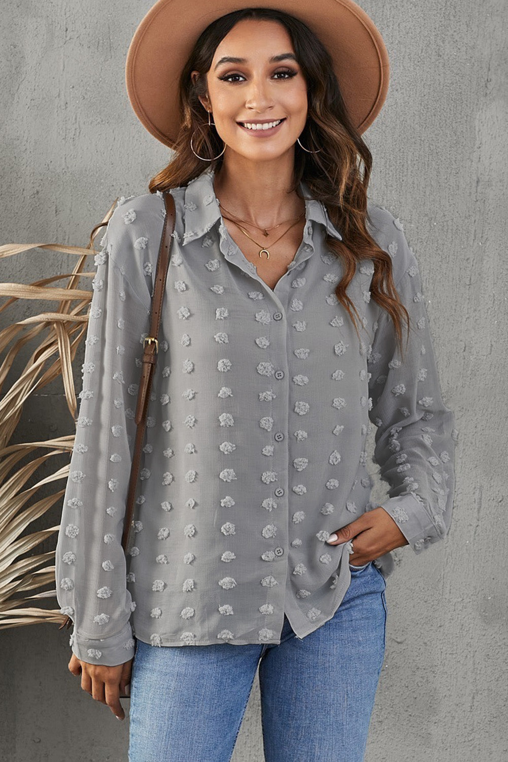 Bryn - Fray Dot Button-Up Shirt