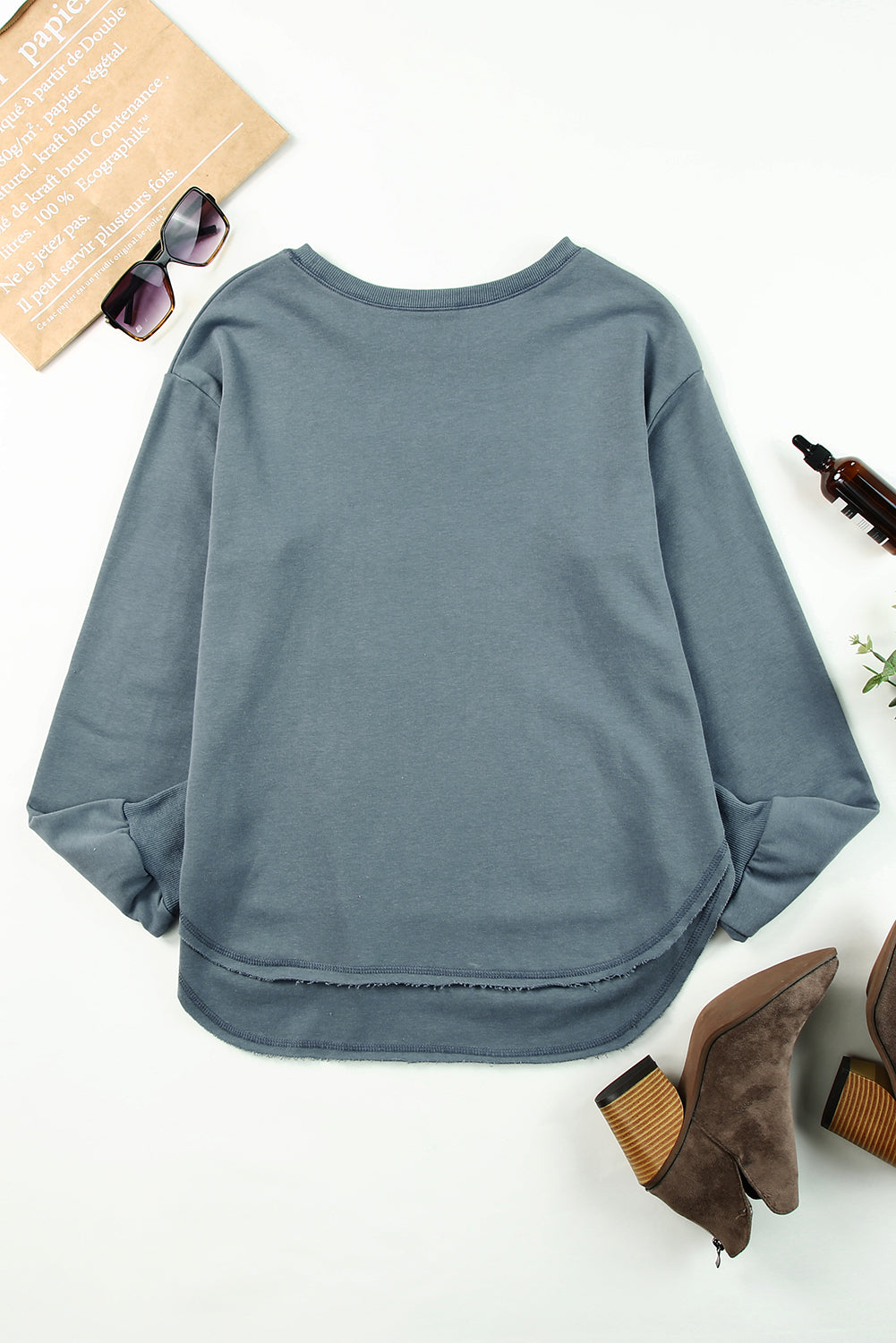 Rita - Side Slit Drop Shoulder Sweatshirt