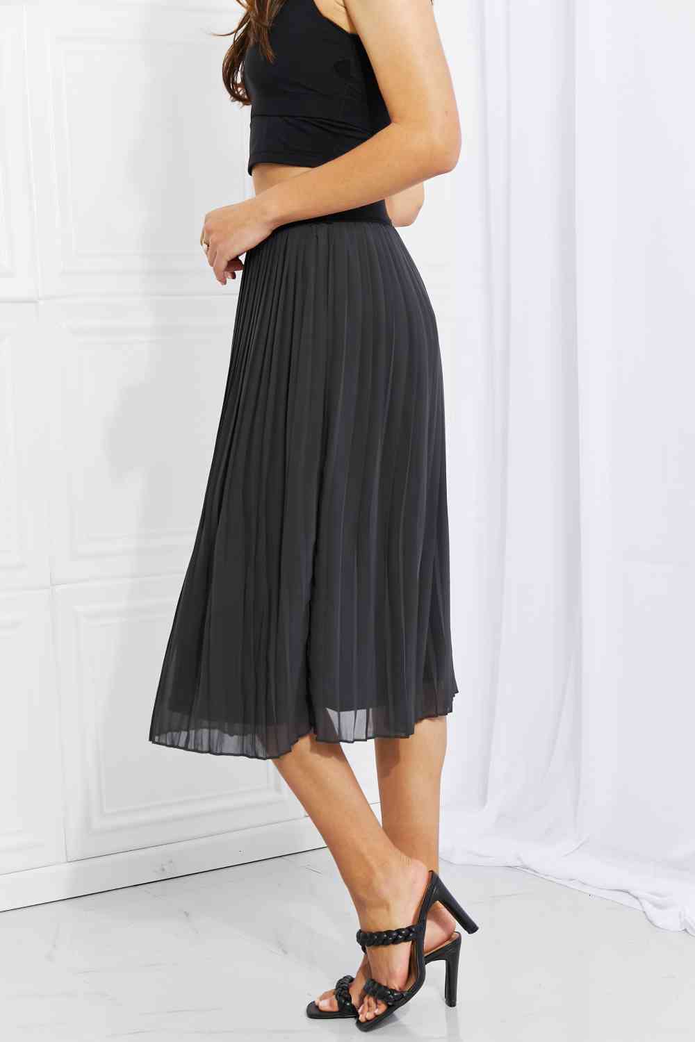 Irene - Zenana Pleated Chiffon Midi Skirt