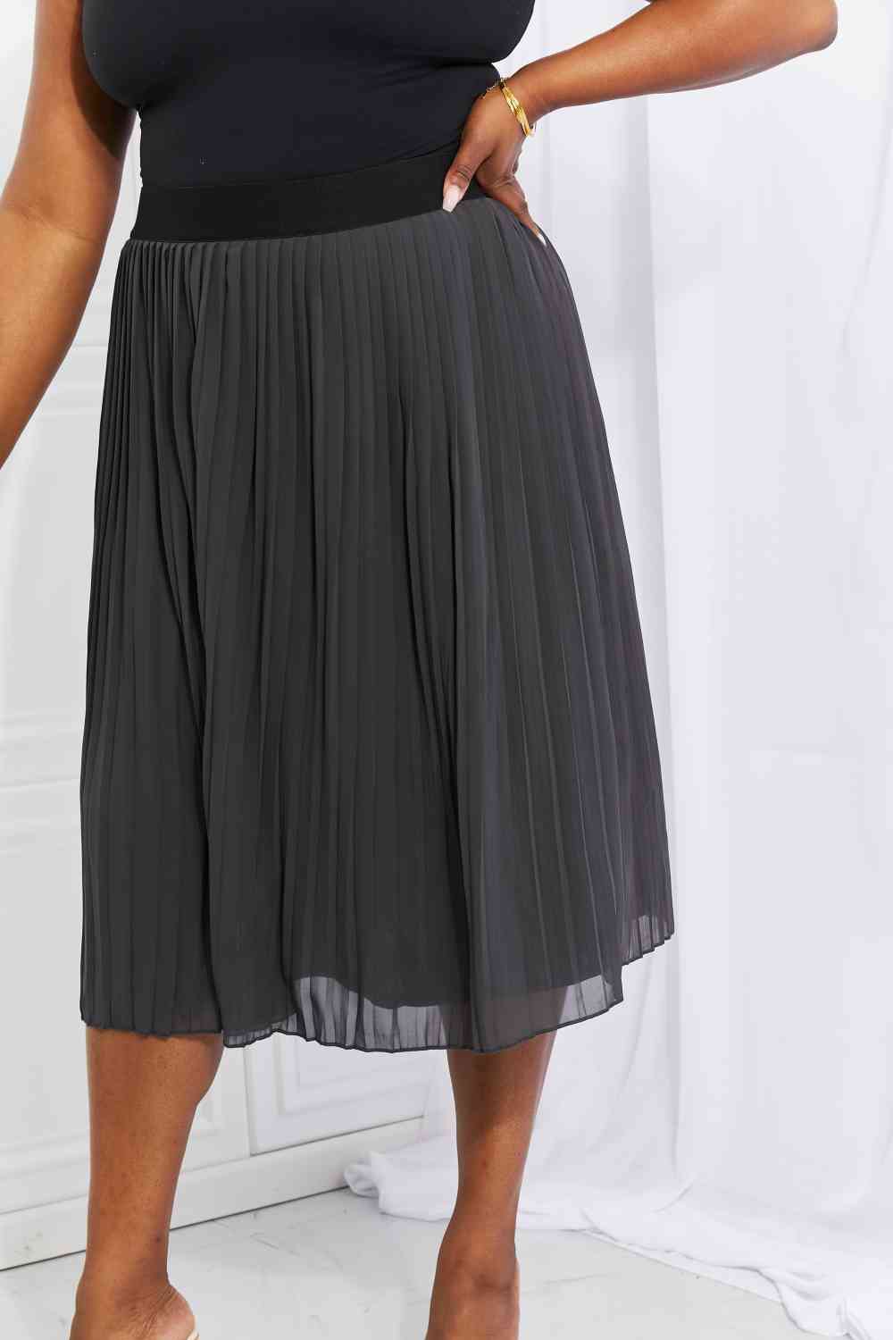 Irene - Zenana Pleated Chiffon Midi Skirt