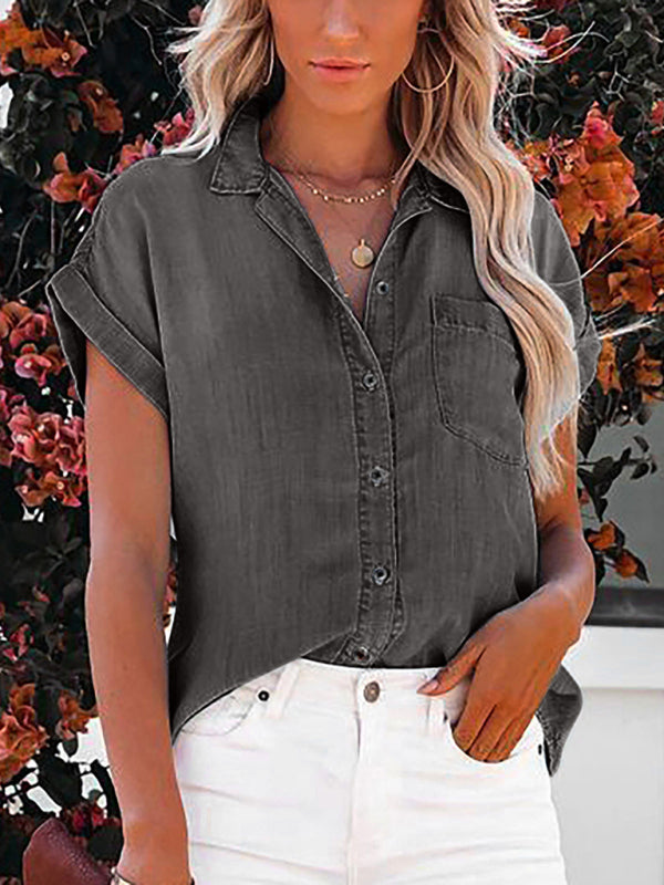 Tiffany - Summer Chambray Short-Sleeve Button-up Shirt